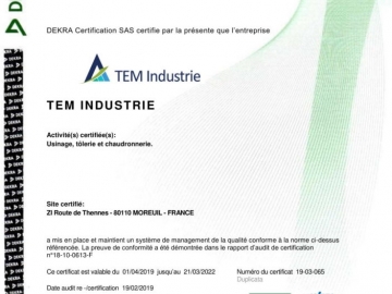Avril 2019, passage ISO version 2015
